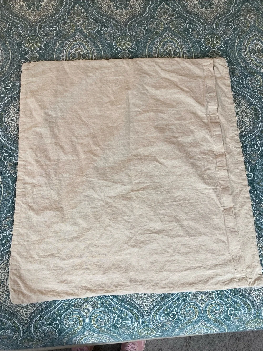 Plush Grid-Textured Accent Pillow Cover in Beige by Oscar Oliver High end luxury